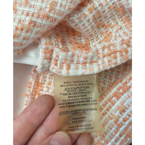 Alice + Olivia Orange Strapless‎ Shellyanne Tiered Tweed Dress Size 8 - Picture 7 of 7